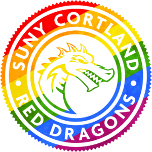 SUNY Cortland Badge in the Pride colors